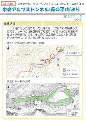 No.3 2020年11月　中央アルプストンネル（萩の平）だより