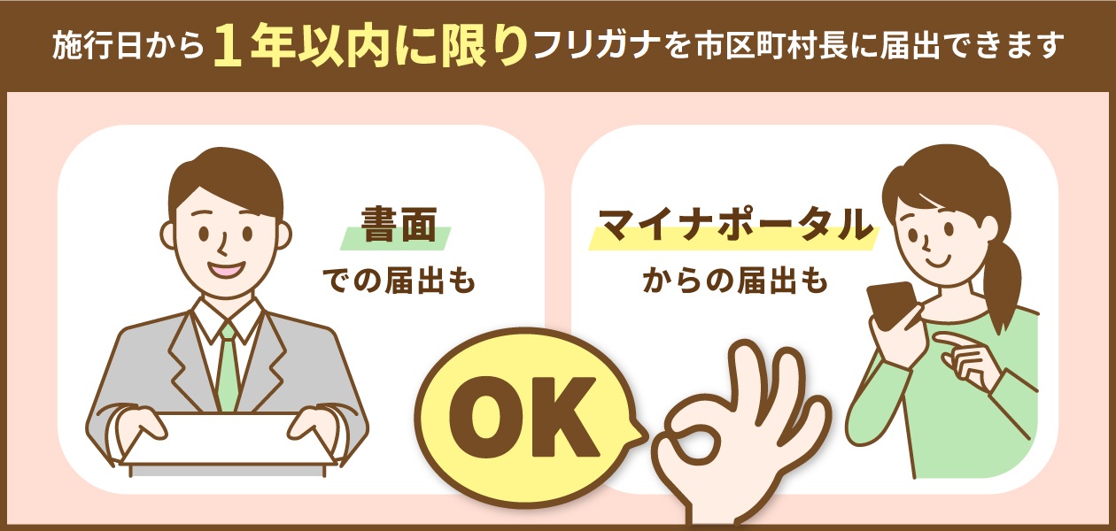 （画像）1年以内に限り振り仮名の届出ができます