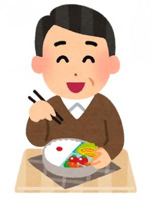 お弁当を食べる男性