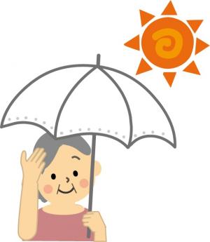 日傘をさすおばあさん